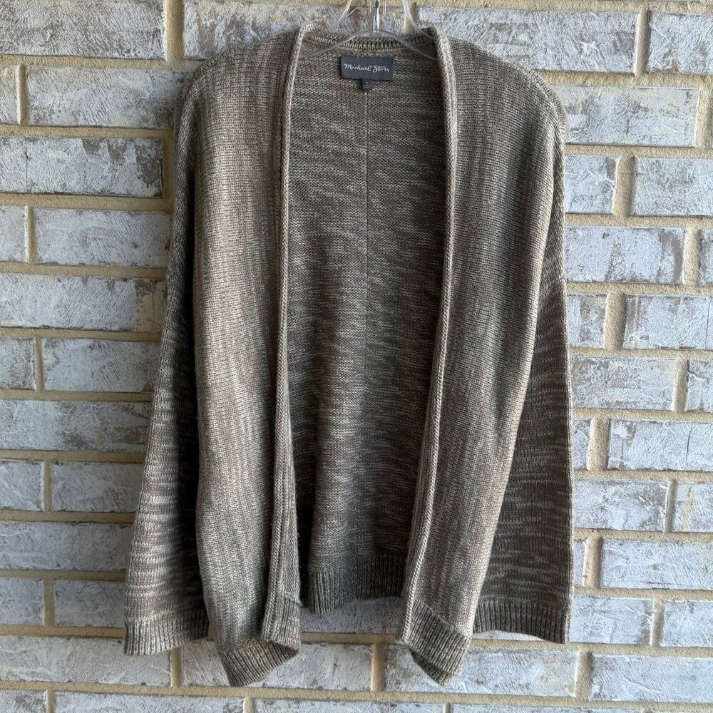 Michael Stars Long Sleeve Open Front Brown/Gold/Silver Cardigan Sweater Size S